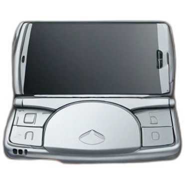Hand holding Motorola Razr V3 mobile device with the iconic clamshell design emoji