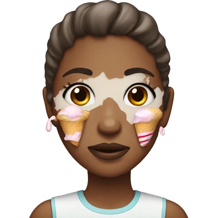 girl with ice cream on her face emoji