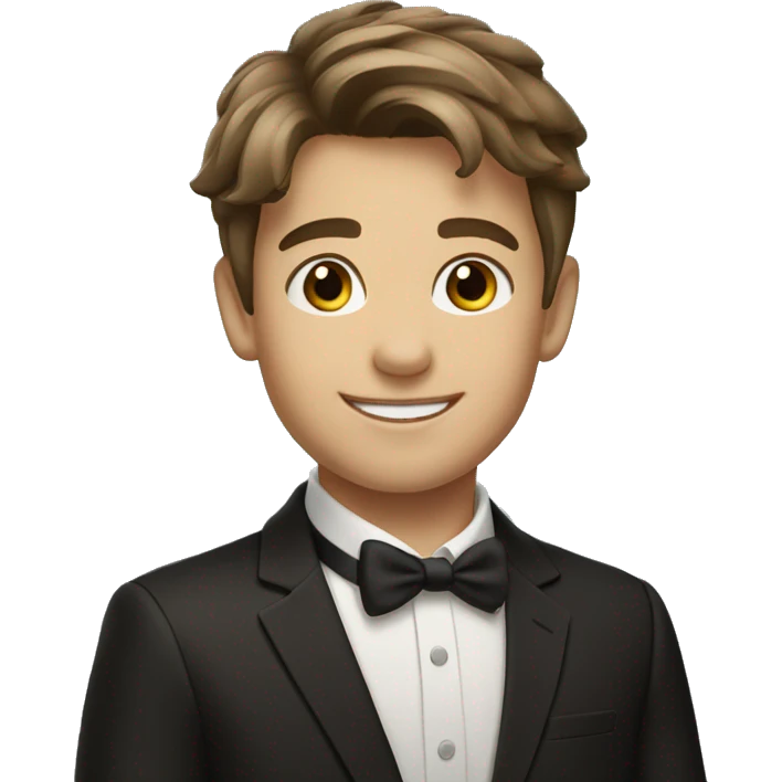 smiling boy brown hair in formal attire emoji