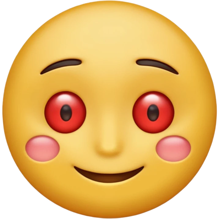 Design a classic round yellow emoji face with heavy-lidded red eyes, a relaxed smile, and a dazed, chill expression — it should look stoned but still friendly and cute. Add subtle puffiness under the eyes and a light blush to give it that mellow, baked vibe. emoji