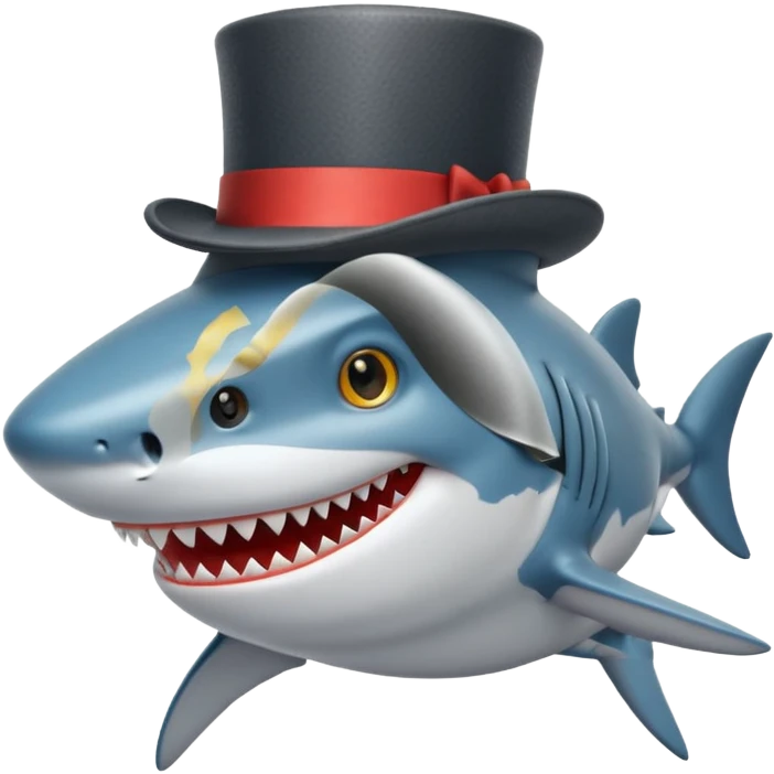 Shark with a top hat emoji