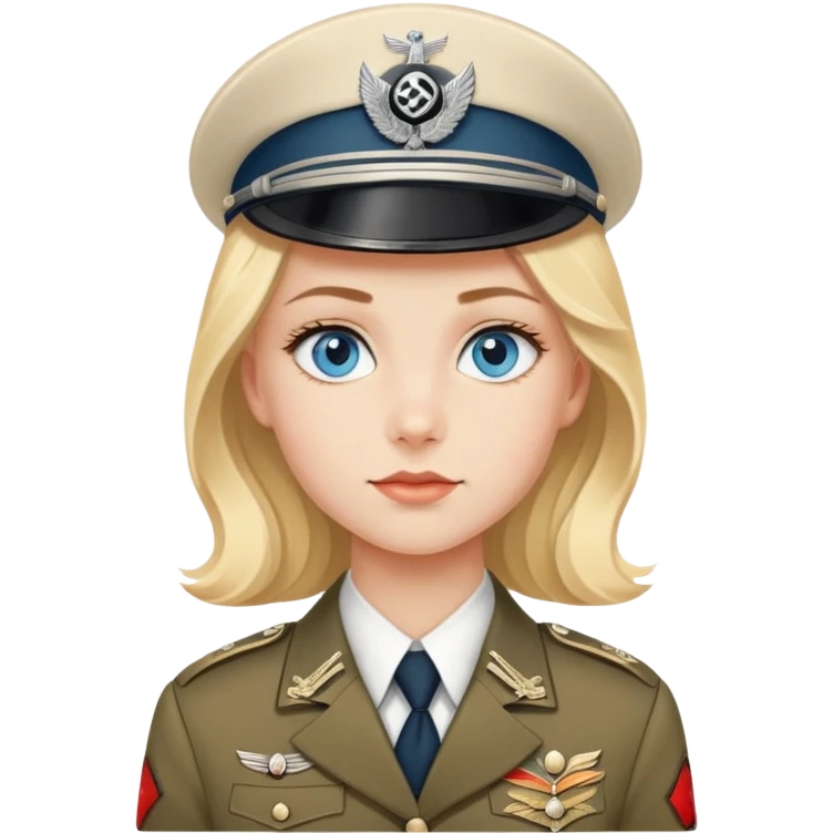 A blonde girl with blue eyes in a historically hyper realistic 1940s German war uniform emoji
