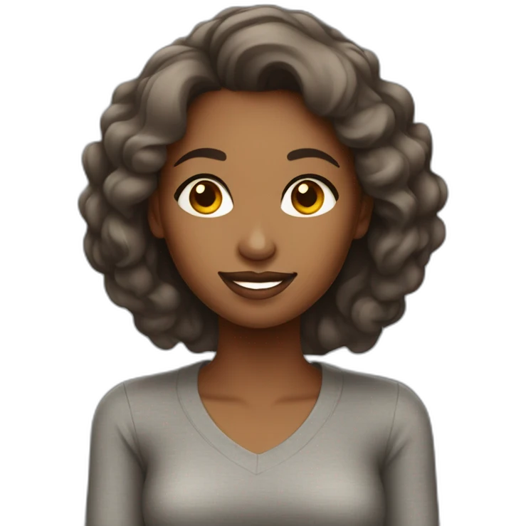 Beautifult brown lady with gray top emoji