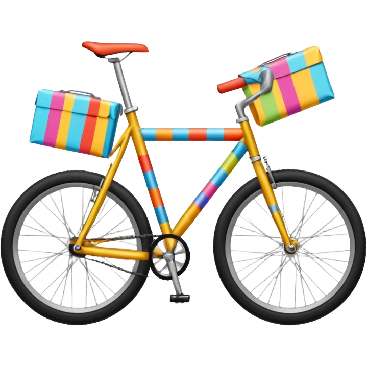 Bike wrapped in wrapping paper emoji