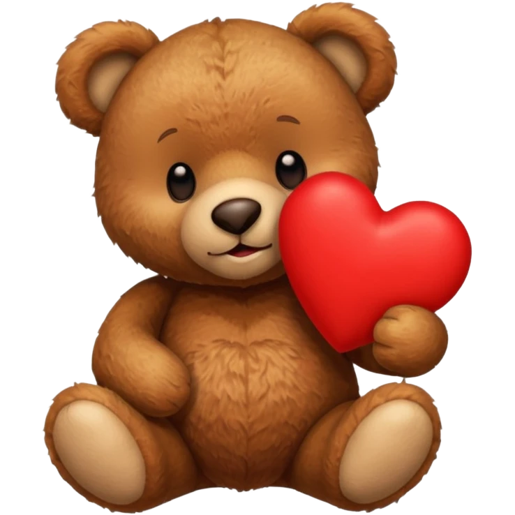 brown teddy bear hold red heart emoji