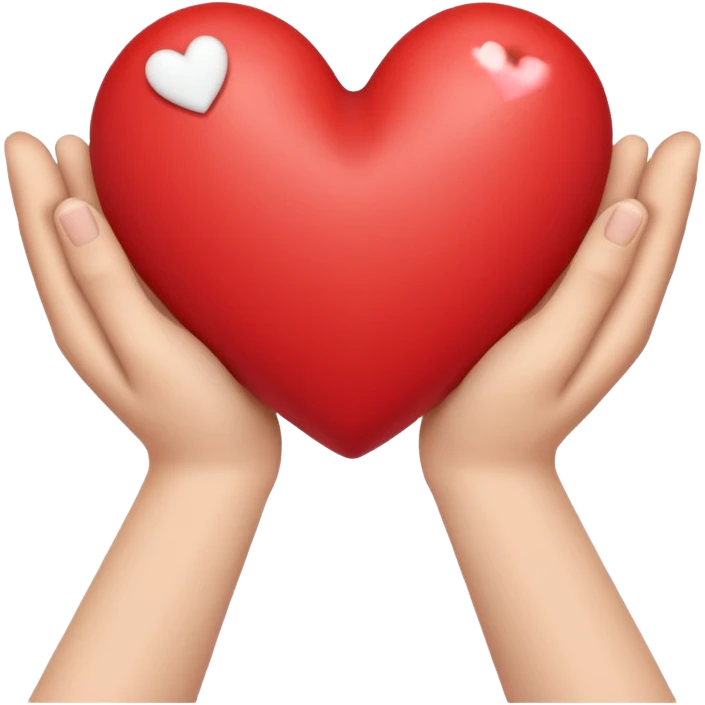 two hands holding with a heart emoji