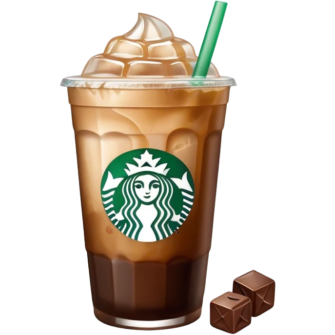 Starbuck ice coffee with ice cubes emoji