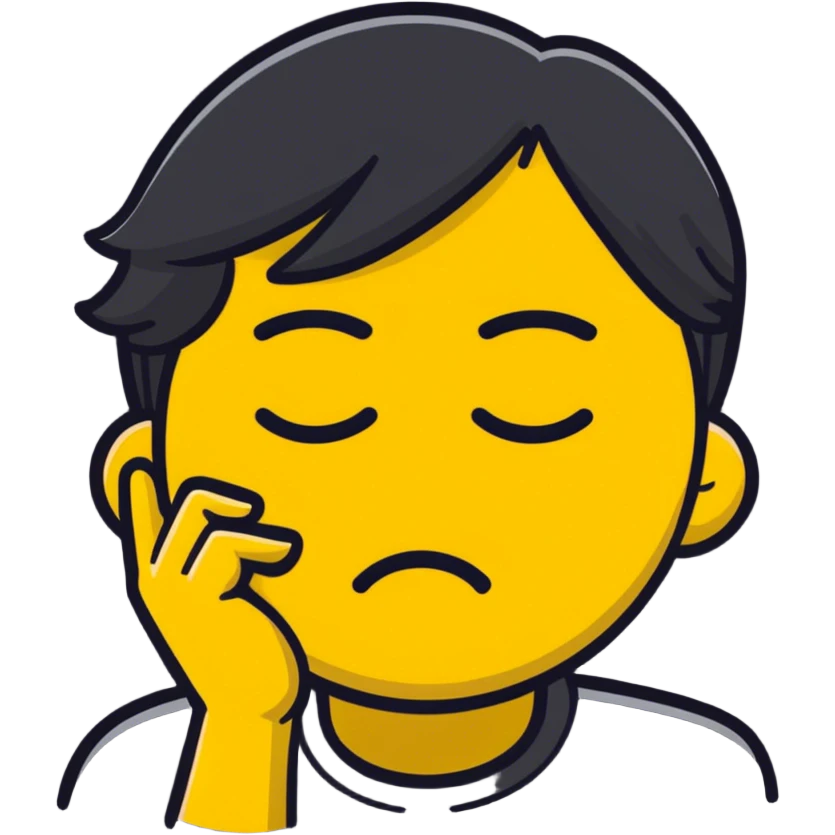 emoji looking down and sad with hand on forhead emoji