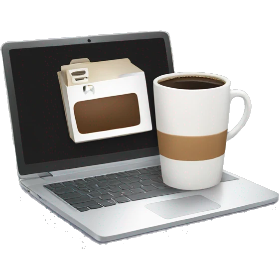 laptop and coffee next to it emoji