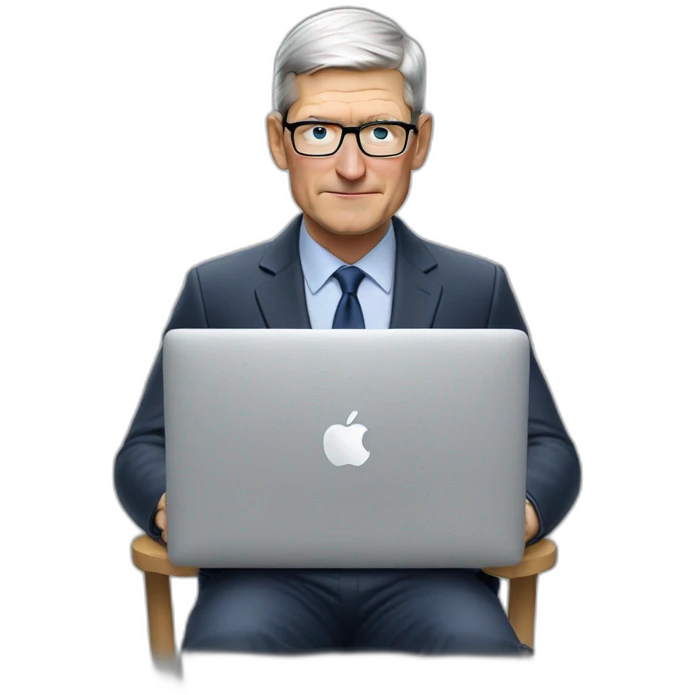 tim cook with macbook at office emoji