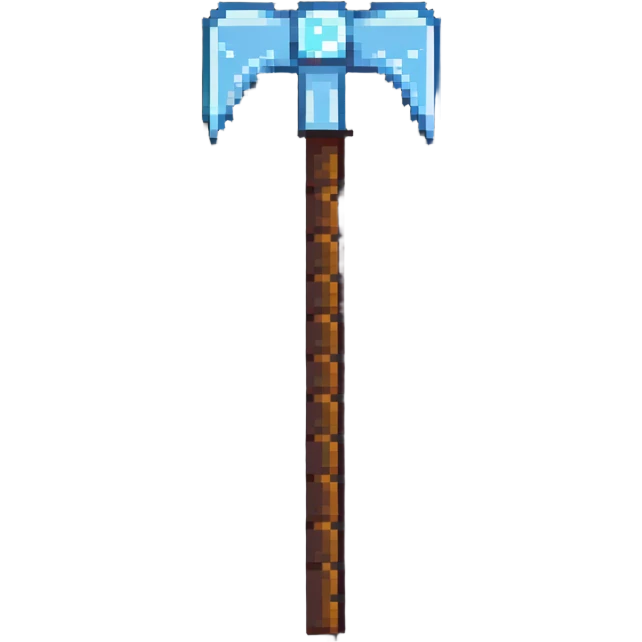 pixelated Minecraft diamond pickaxe emoji