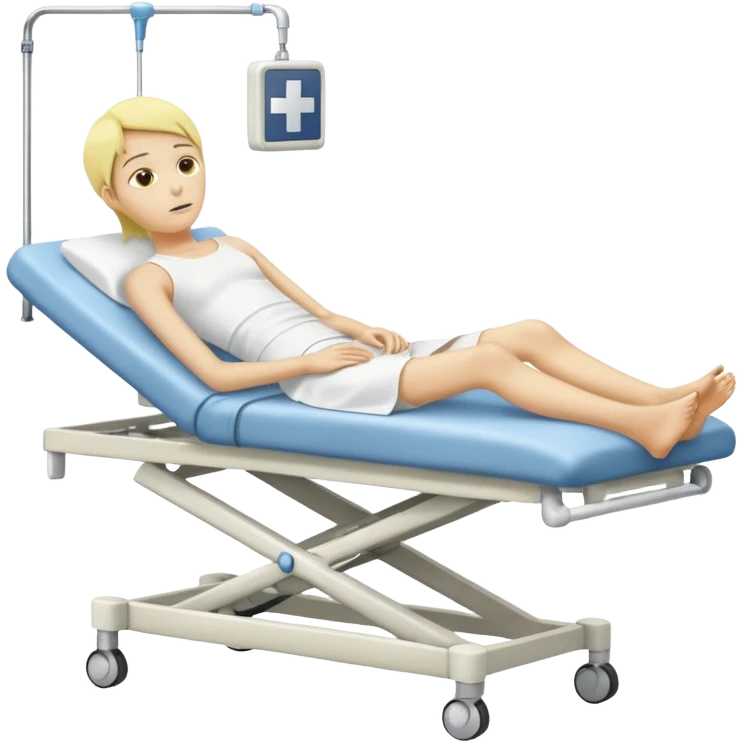 pessoa com a febre levemente amarela deitada em uma maca de hospital emoji