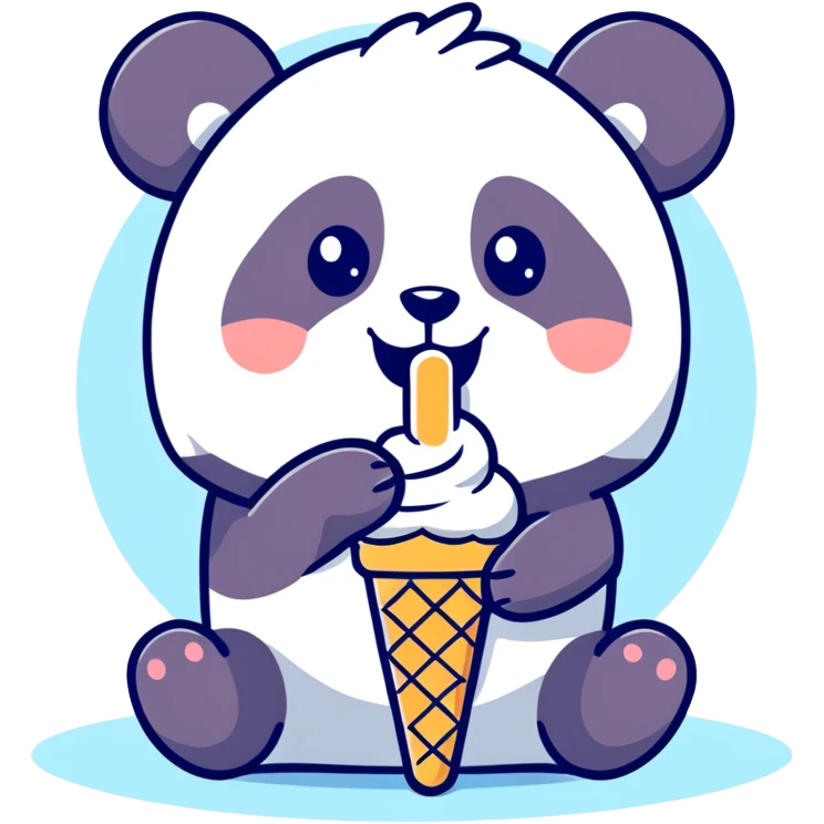 Panda eating ice cream emoji