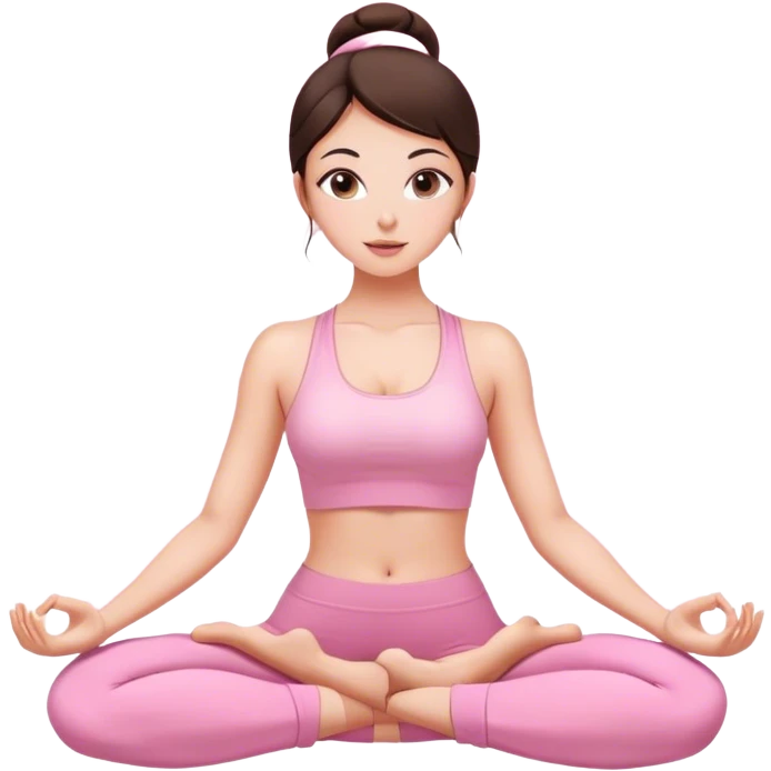 Beautiful brunette yoga girl light pink clothes  emoji