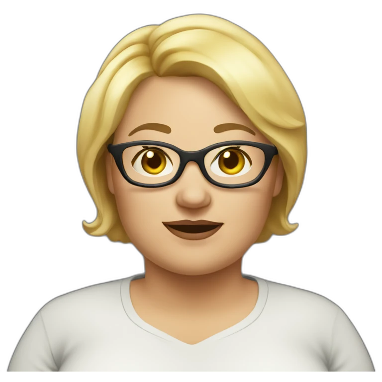 Woman very fat, blonde, short hair, with glasses, with a small noise, 55 years old emoji