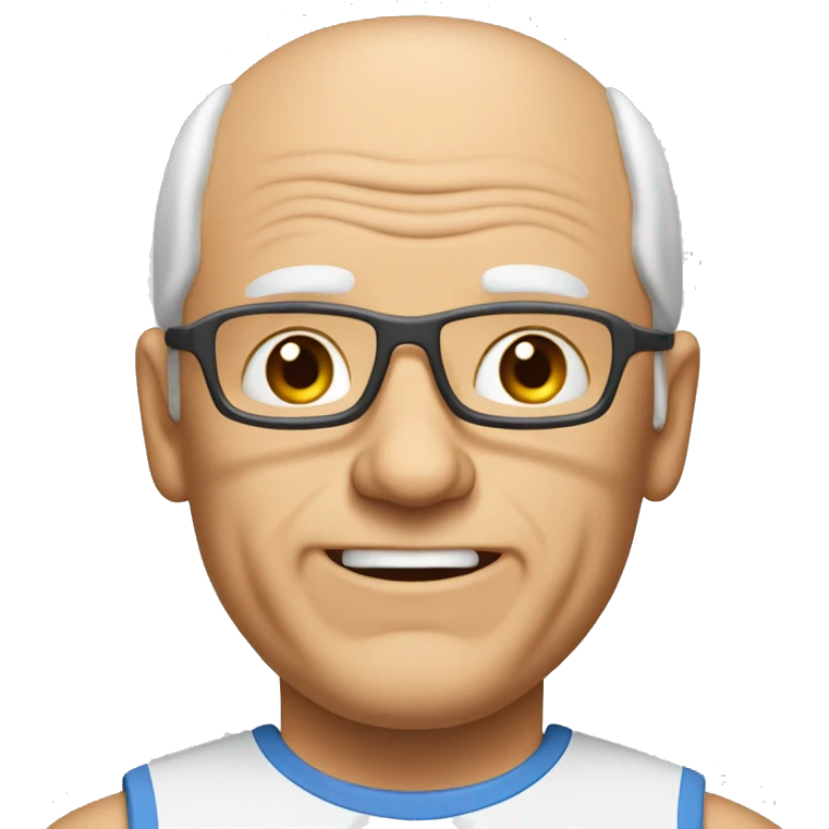 65 year old man playing tennis balding white emoji