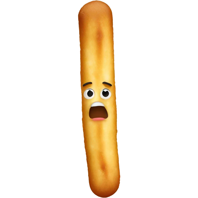 Mozzarella stick with a human face emoji