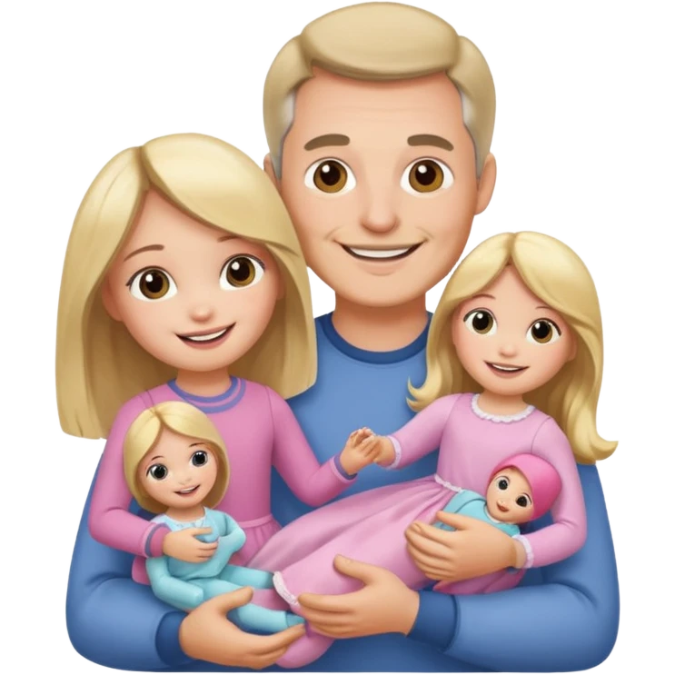 father and daughter playing with dolls emoji