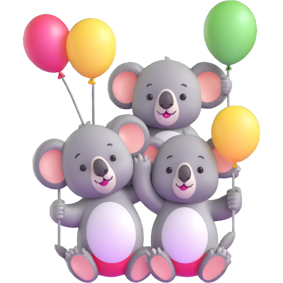 koala babies holding balloons emoji