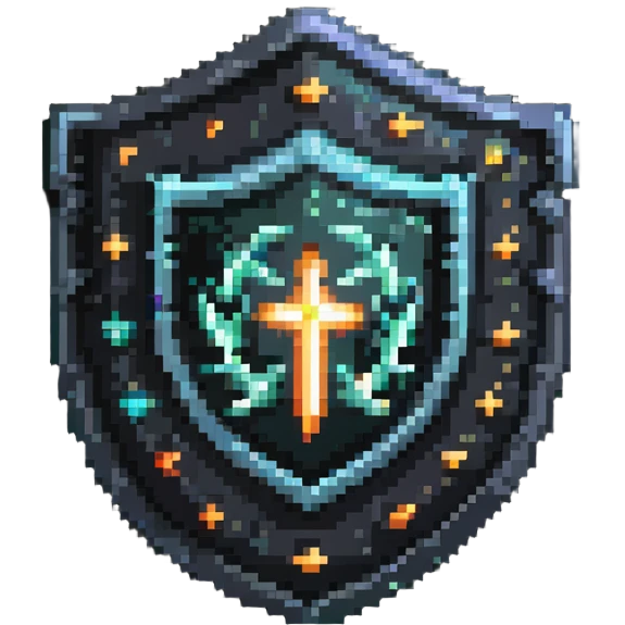 magical shield with code symbols and glowing magical aura emoji