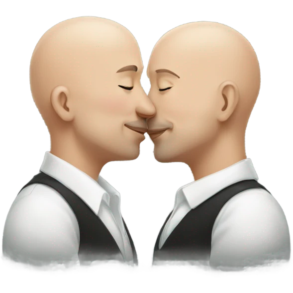 Two bald white men kissing  emoji