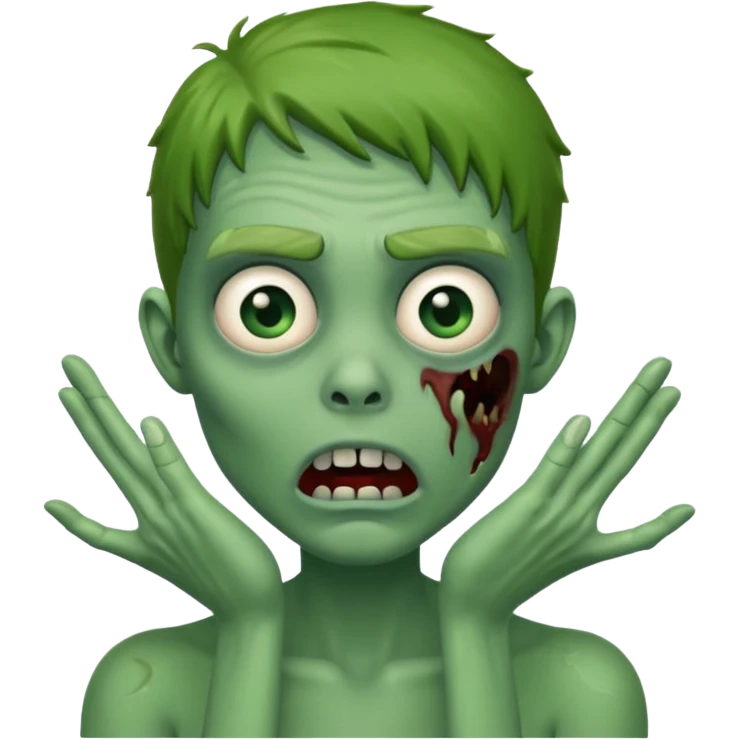 suprised zombie, hands on cheeks emoji