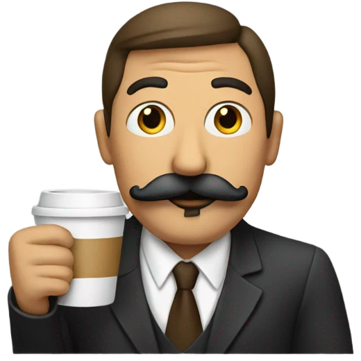 Guy with a mustache drinking coffee emoji