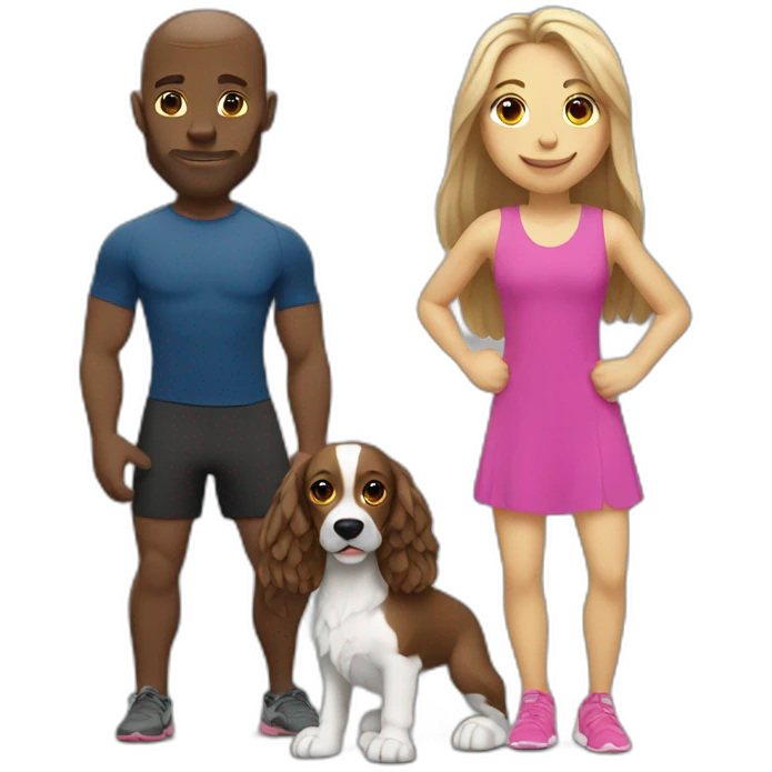 Sprinter spaniel with white man and woman emoji
