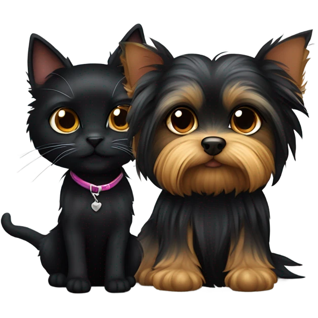 yorkie and black cat emoji