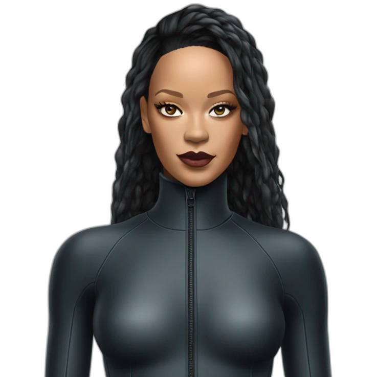 rihanna wearing a polar wetsuit hyperrealistic emoji