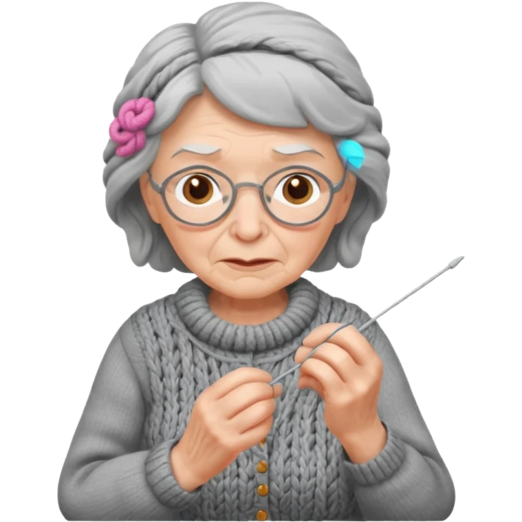 elderly woman knitting emoji