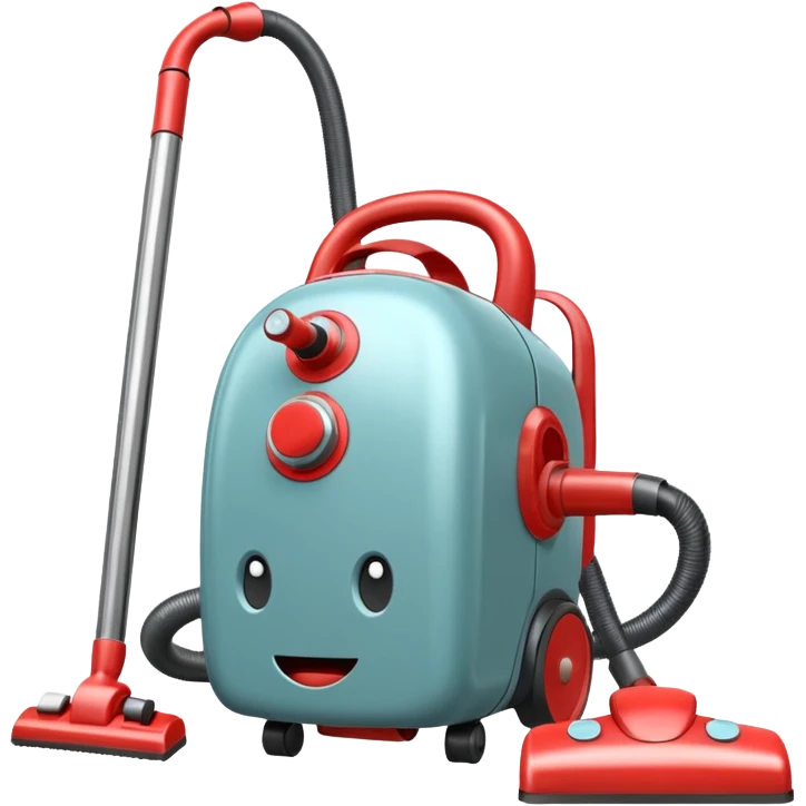 vintage vacuum cleaner cleaning dust from a carpet, old-fashioned design, metal body, visible dust being sucked in, classic household appliance, retro style, 3D cartoon, mobile game icon style, centered, clean background, no people, no animals, no text, no watermark
 emoji