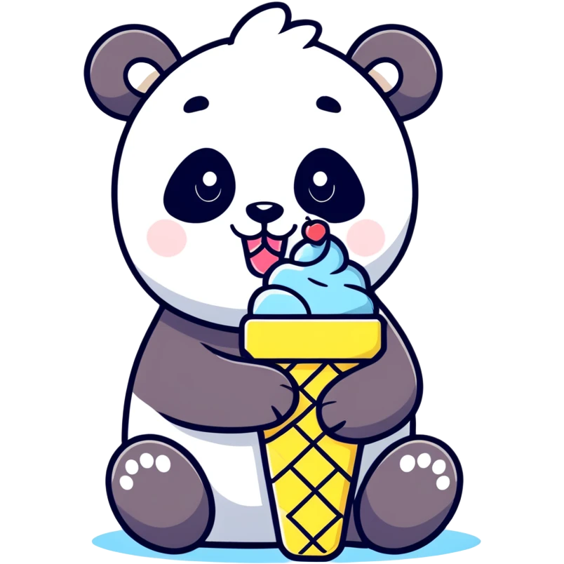 Panda eating ice cream emoji
