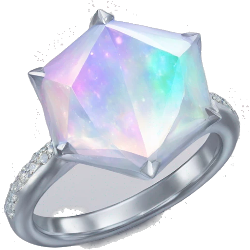 Pastel White iridescent nebula diamond ring  emoji