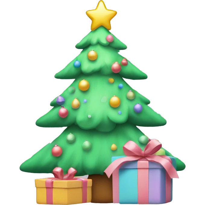 Pastel christmas tree with presents emoji