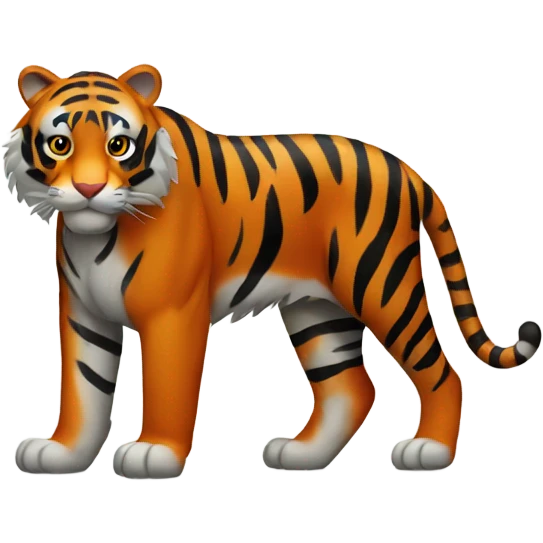 Tiger with a black skin and orange stripes emoji