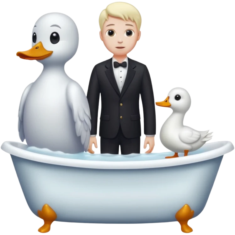 an batthub duck, goast, bird and a men emoji