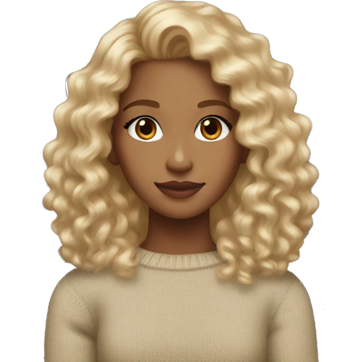 girl with blonde curly hair, brown eyes wearing a ralph lauren jumper emoji
