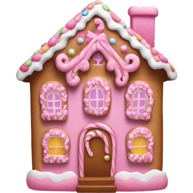 A pink gingerbread house emoji