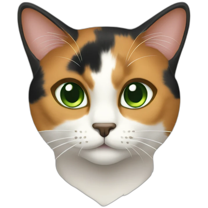 calico cat, green eyes emoji