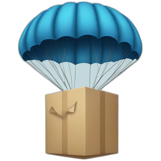 parachute with a box with the letters AMMC emoji