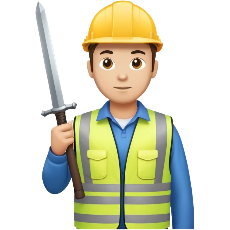 Telecoms engineer in hi vis with sword emoji