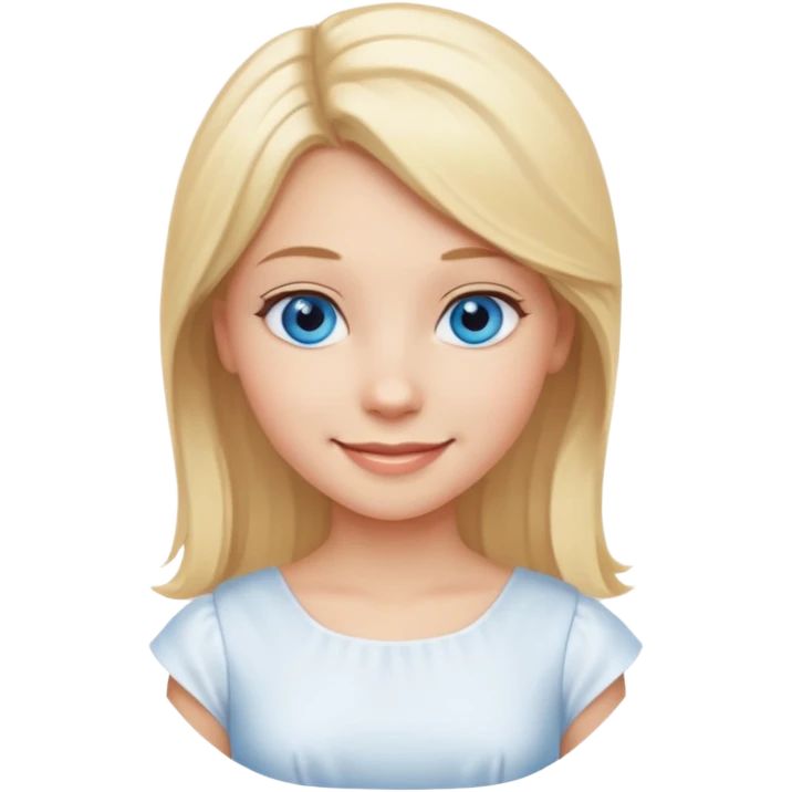 Girl with blonde hair and blue eyes white emoji
