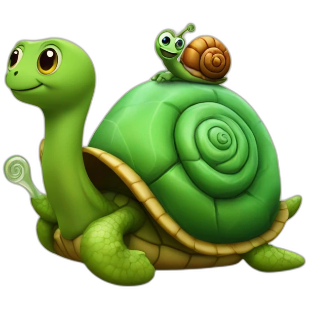 turtel ride a snail emoji