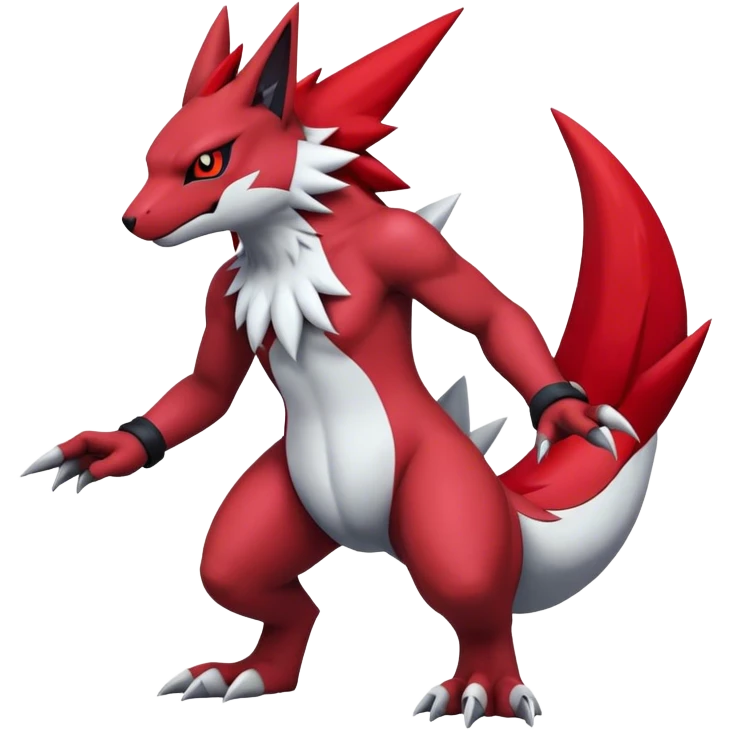Edgy Cool Beautiful Guilmon-Zangoose-Zoroark, full body emoji