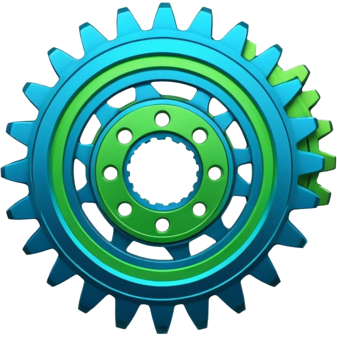 Neon green and neon blue gear grinding  emoji