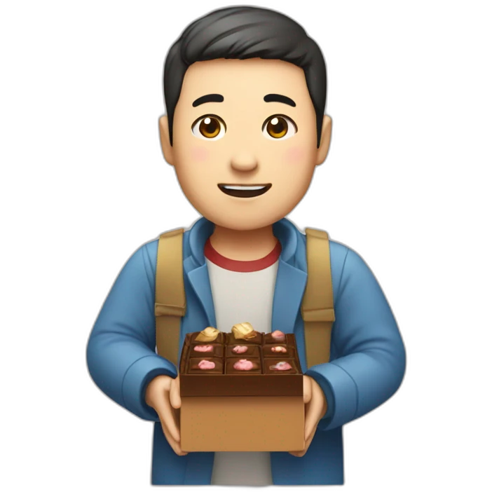 Chinese man carrying a box of chocolate emoji