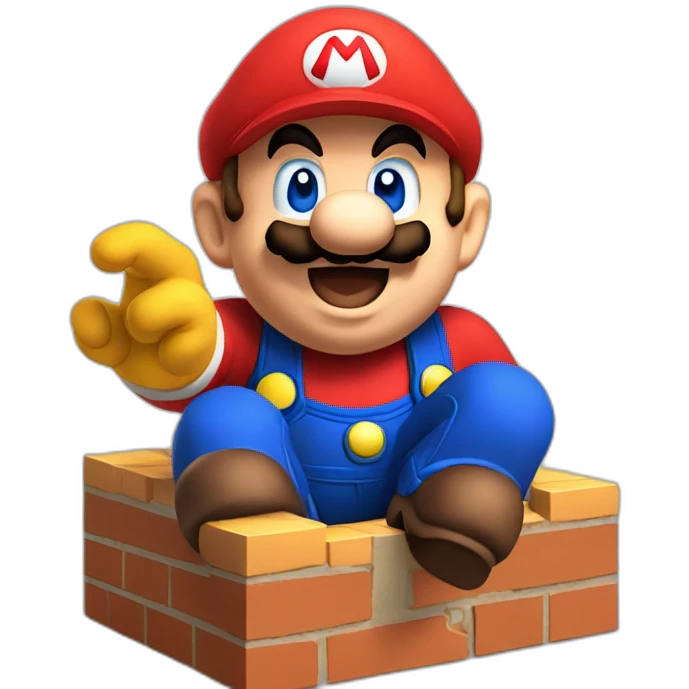 Mario hitting question block emoji