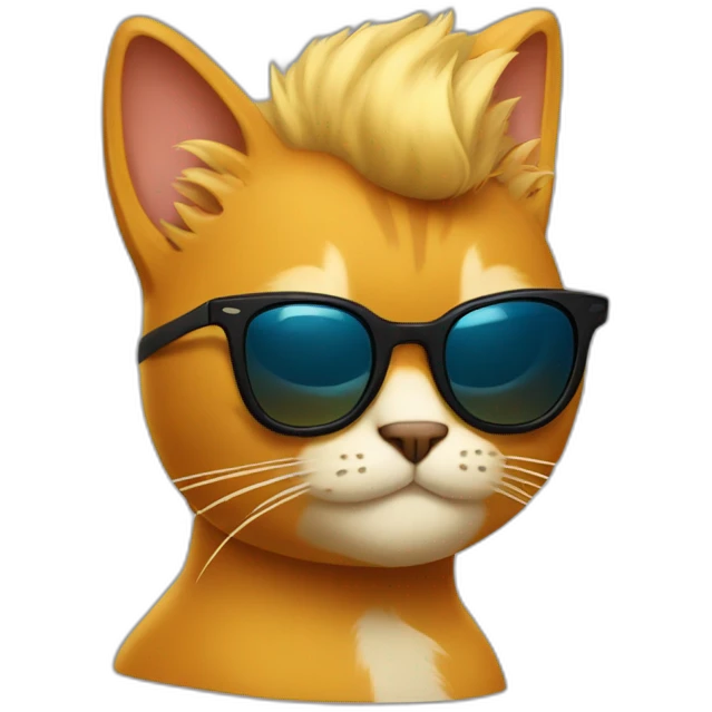 Cat with a johnny bravo hair and sunglasses emoji