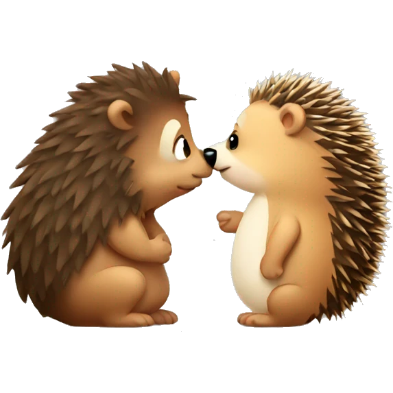 Hedgehog kissing bear emoji